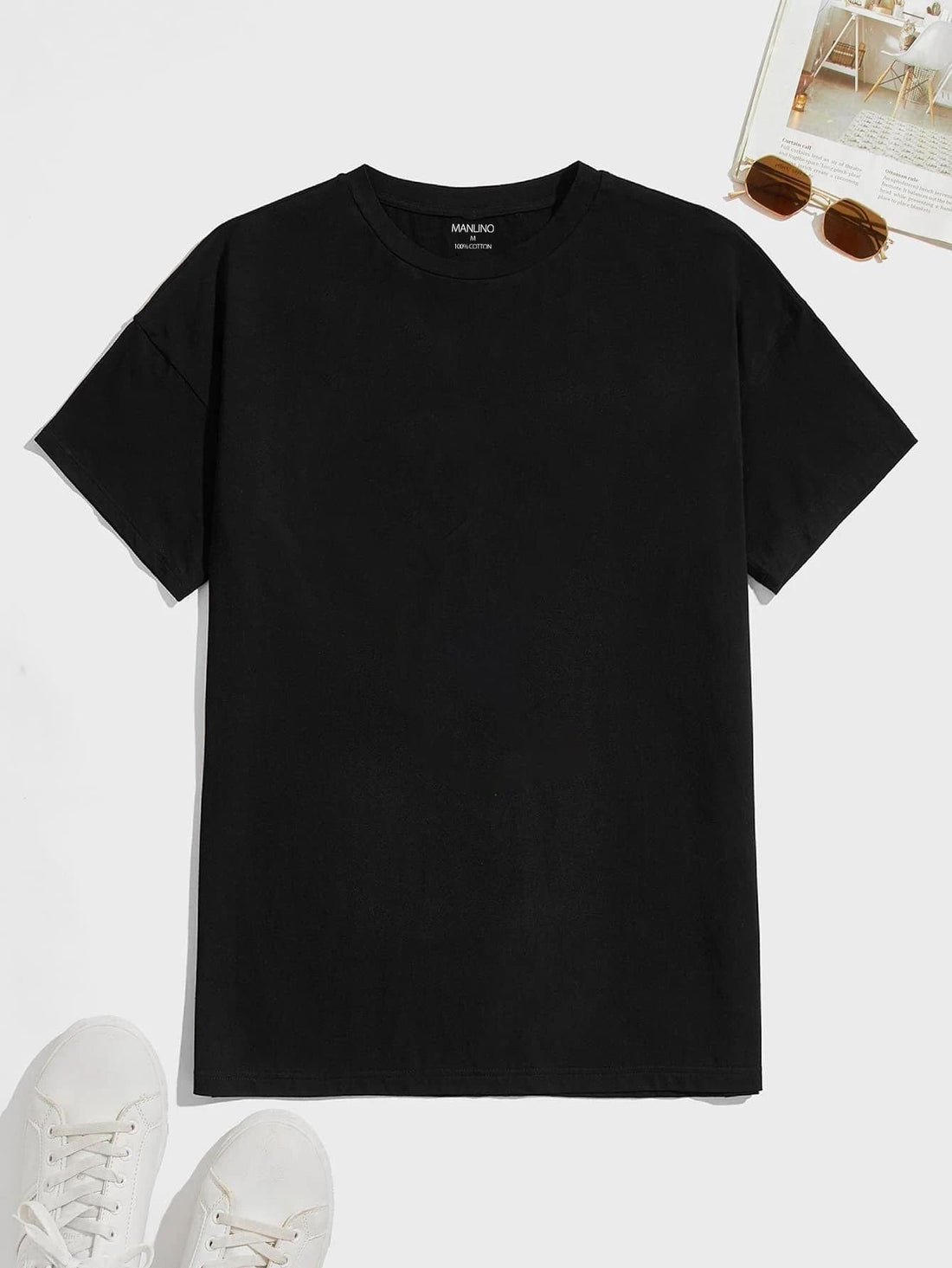 Manlino Men's Black Round Neck Half Sleeve Graphic Print T-Shirt